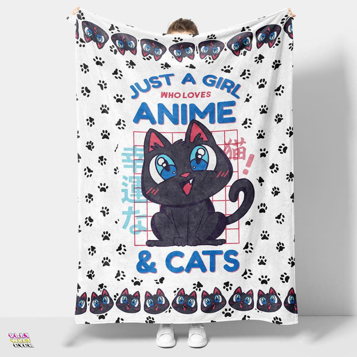 Just a Girl That Loves Anime & Cats Blanket - PlayWhatever