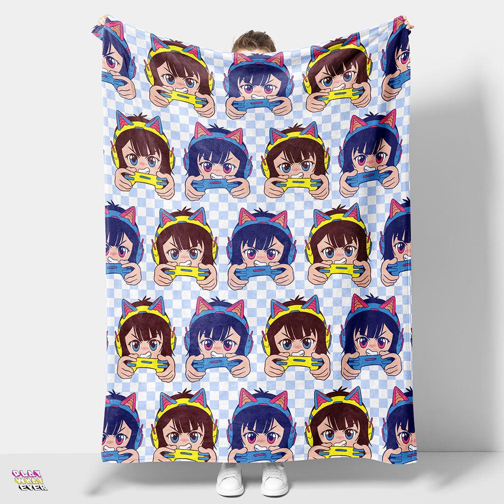 Kawaii Gamer Girl Cat Headphones Blanket - PlayWhatever