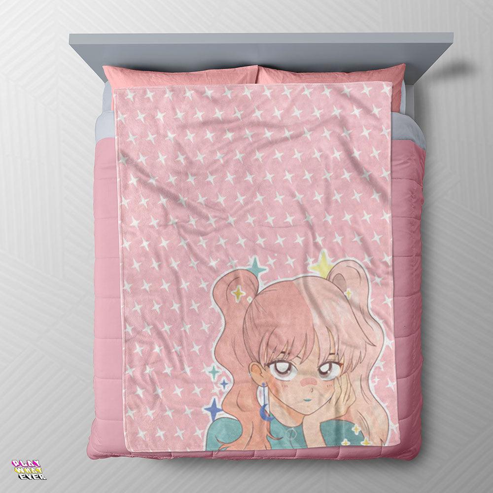 Cute Pink Anime Girl Blanket - PlayWhatever