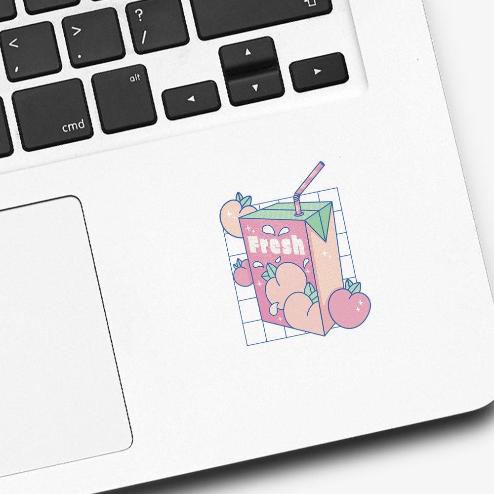 Fresh Peach Juice Box Transparent Vinyl Sticker - PlayWhatever