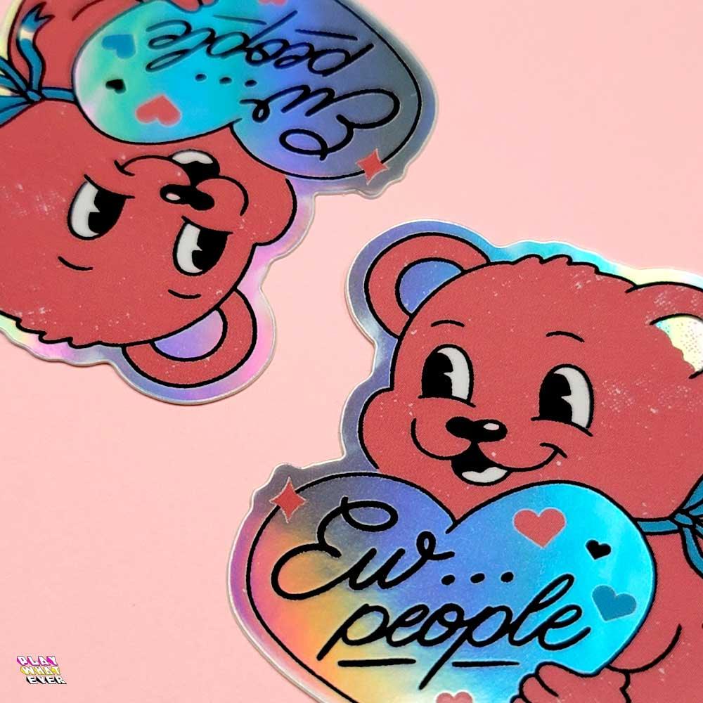 Anti-Valentine Bear Waterproof Vinyl Sticker - PlayWhatever