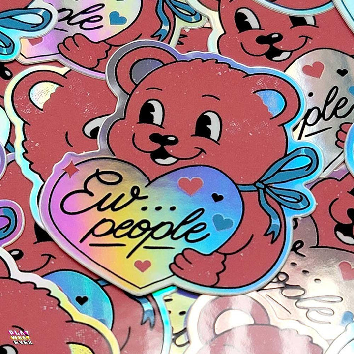 Anti-Valentine Bear Waterproof Vinyl Sticker - PlayWhatever