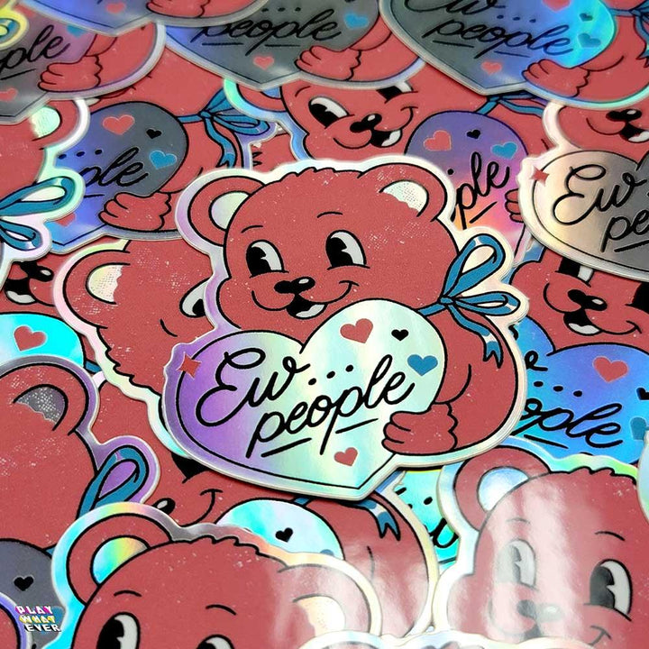 Anti-Valentine Bear Waterproof Vinyl Sticker - PlayWhatever