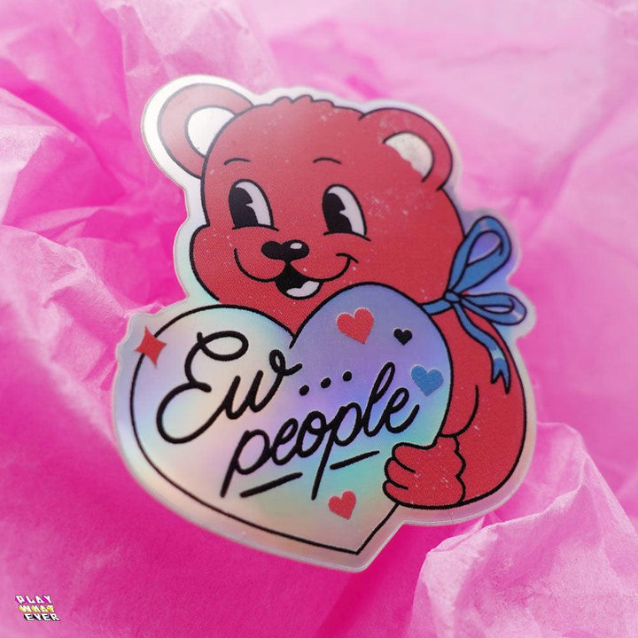 Anti-Valentine Bear Waterproof Vinyl Sticker - PlayWhatever