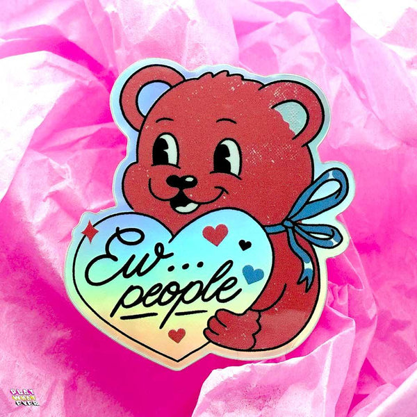 Anti-Valentine Bear Waterproof Vinyl Sticker - PlayWhatever