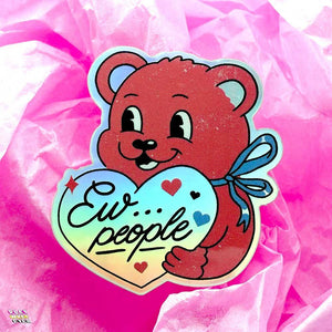 Anti-Valentine Bear Waterproof Vinyl Sticker - PlayWhatever