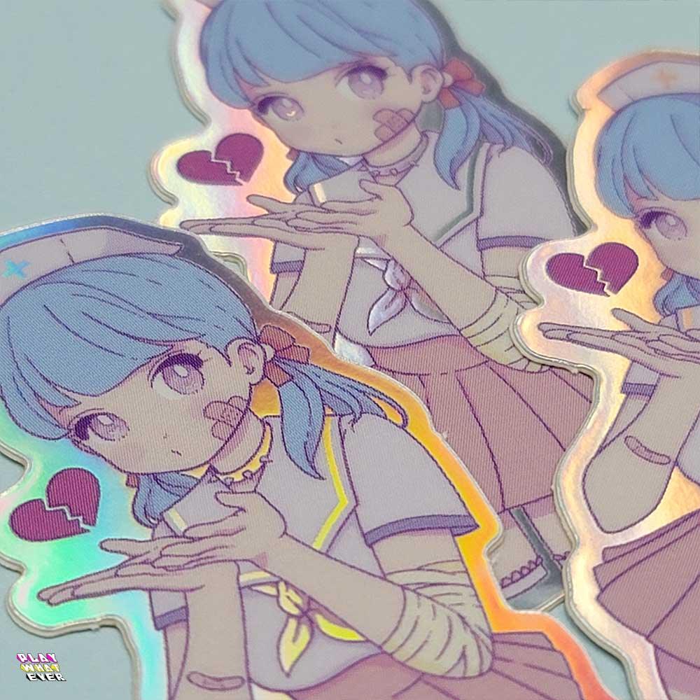Anime Girl Nurse Waterproof Glitter Vinyl Sticker - PlayWhatever
