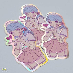 Anime Girl Nurse Waterproof Glitter Vinyl Sticker - PlayWhatever