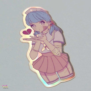 Anime Girl Nurse Waterproof Glitter Vinyl Sticker - PlayWhatever