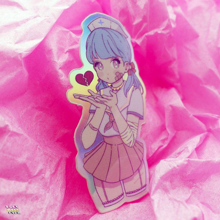 Anime Girl Nurse Waterproof Glitter Vinyl Sticker - PlayWhatever