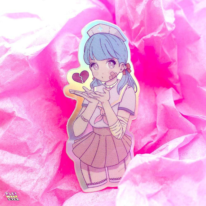 Anime Girl Nurse Waterproof Glitter Vinyl Sticker - PlayWhatever