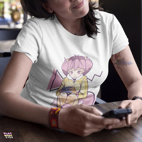 Pink Anime Girl Mobile Gaming Gamer T-Shirt - PlayWhatever