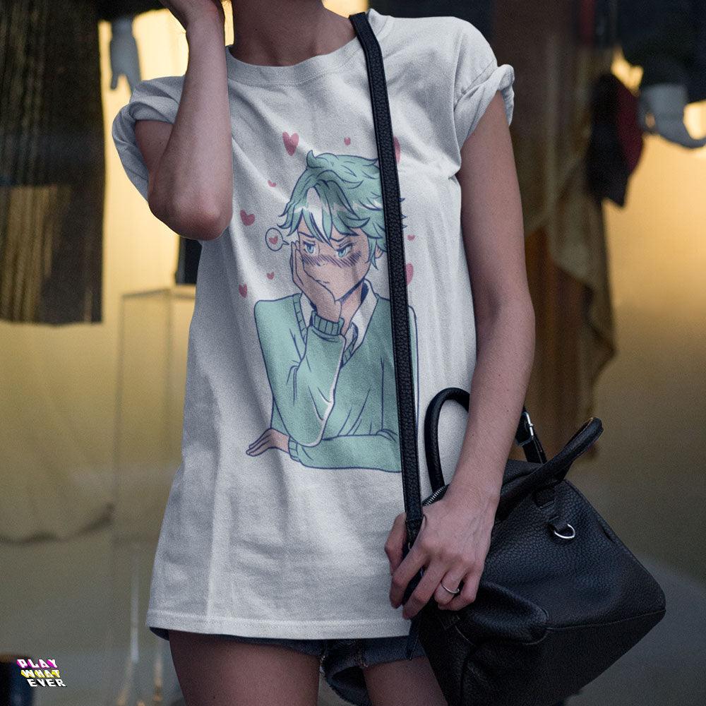 Shy Blushing Anime Boy T-Shirt - PlayWhatever