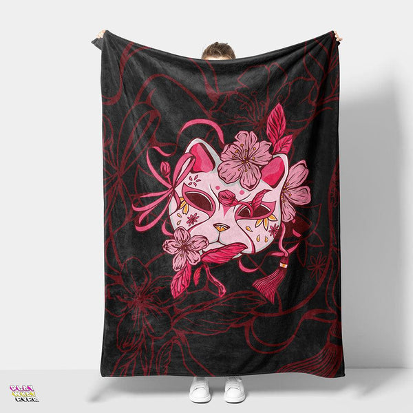 Japanese Cat Mask Anime Blanket - PlayWhatever