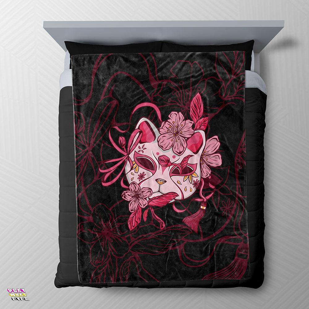 Japanese Cat Mask Anime Blanket - PlayWhatever