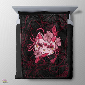 Japanese Cat Mask Anime Blanket - PlayWhatever