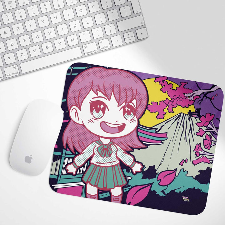 Anime School Girl in Japan Mouse Pad - PlayWhatever