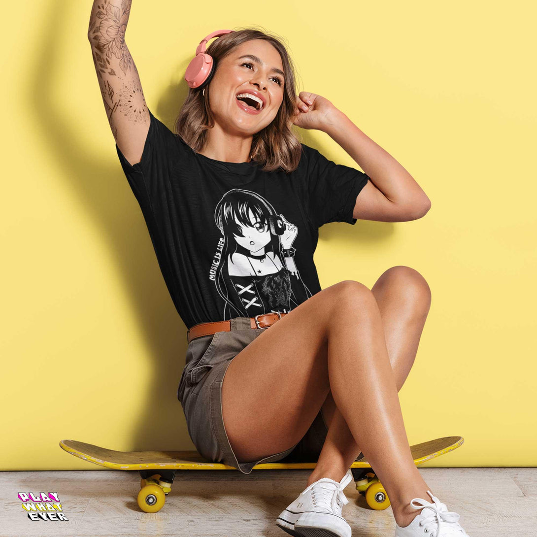 Music Is Life Anime Goth T-Shirt - PlayWhatever