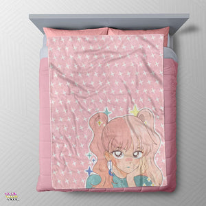 Cute Pink Anime Girl Blanket - PlayWhatever
