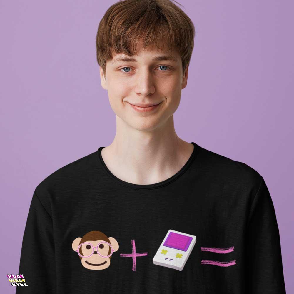 Monkey + Game Boy Equals Unisex T-Shirt - PlayWhatever