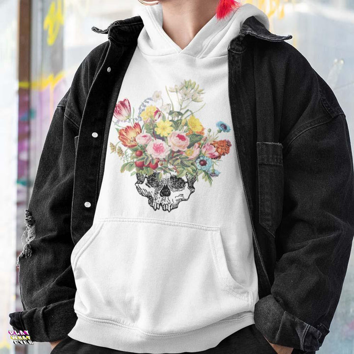 Beautiful Death Flowers & Skull Hoodie - PlayWhatever