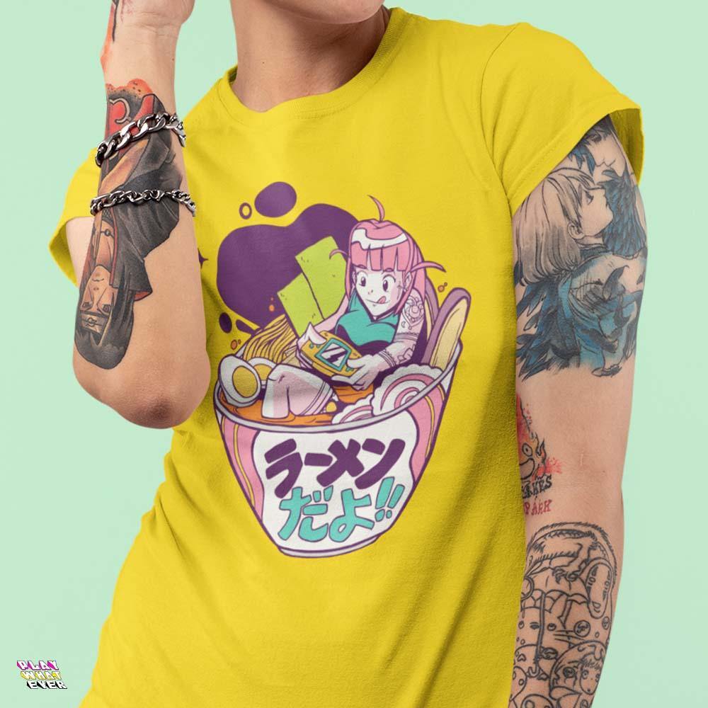 Ramen x Gaming Collab Anime Girl Unisex T-Shirt - PlayWhatever