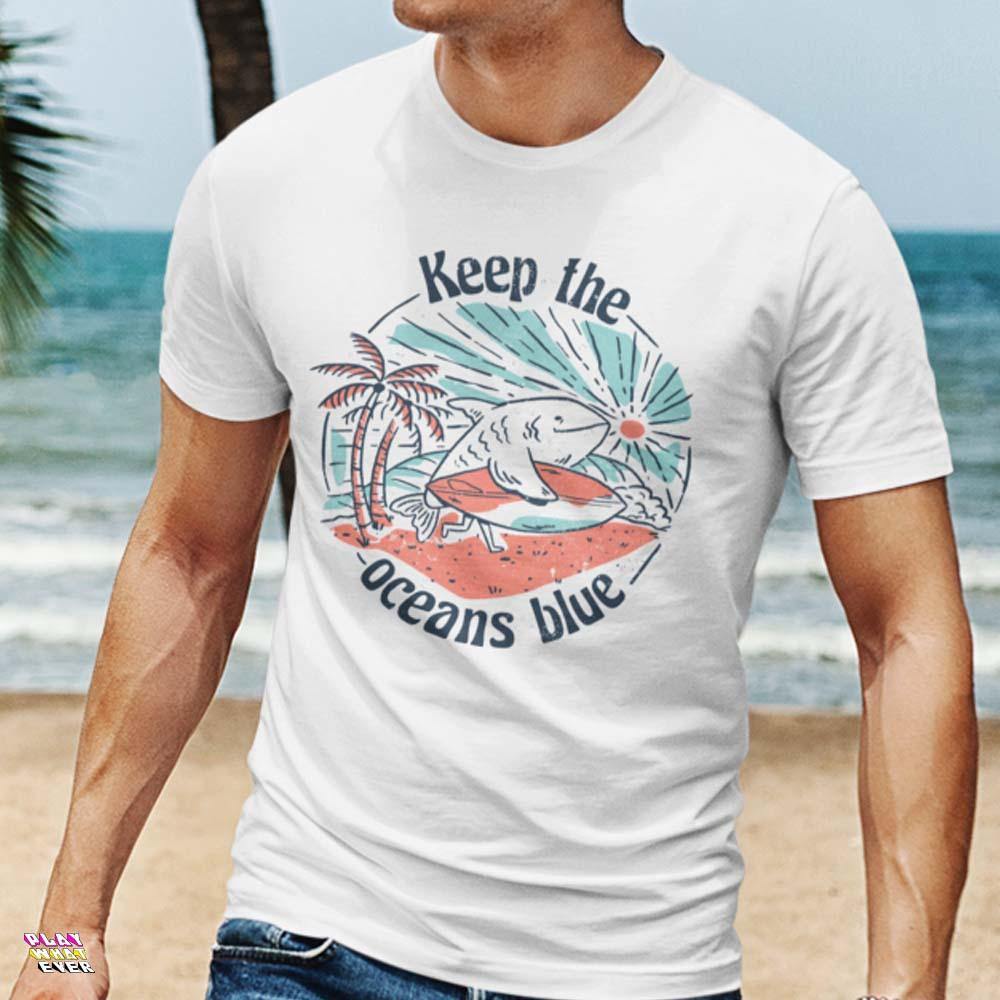 Keep the Oceans Blue Surfing Unisex T-Shirt - PlayWhatever