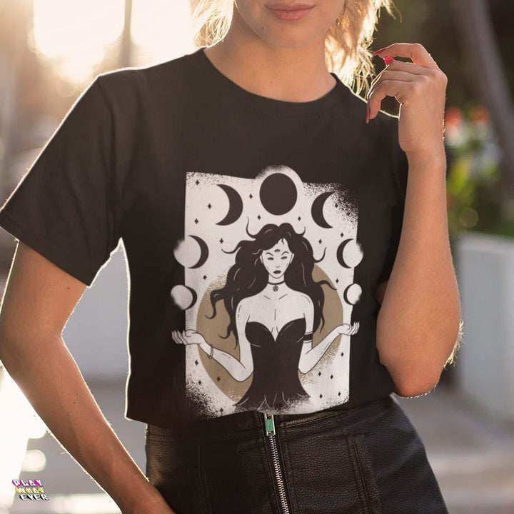 Black Moon Sorceress Unisex T-Shirt - PlayWhatever