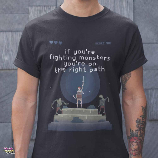 Fight Monsters Classic RPG Gaming T-Shirt - PlayWhatever