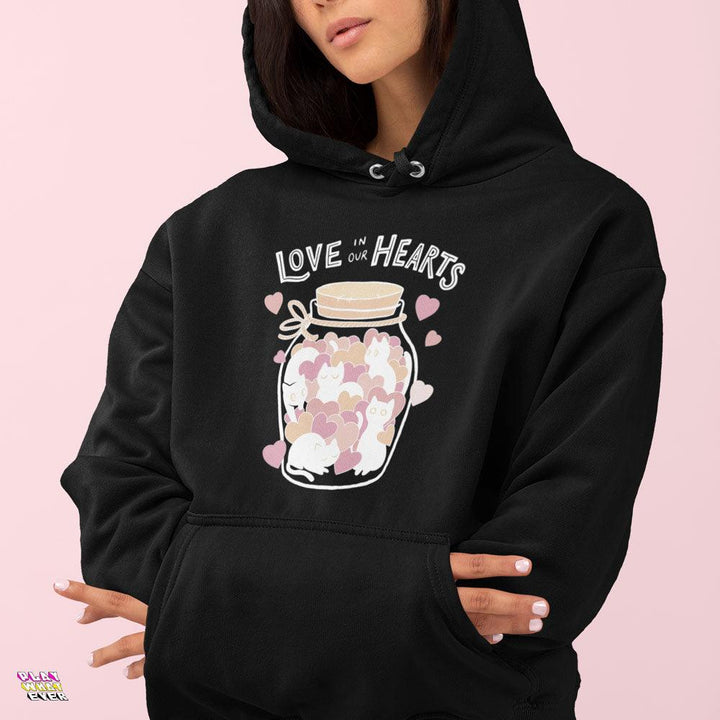 Love in Our Hearts Cute Cat Jar Hoodie - PlayWhatever