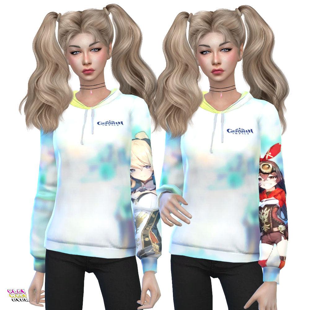 Sims 4 CC - Genshin Impact Colorful Hoodie - PlayWhatever