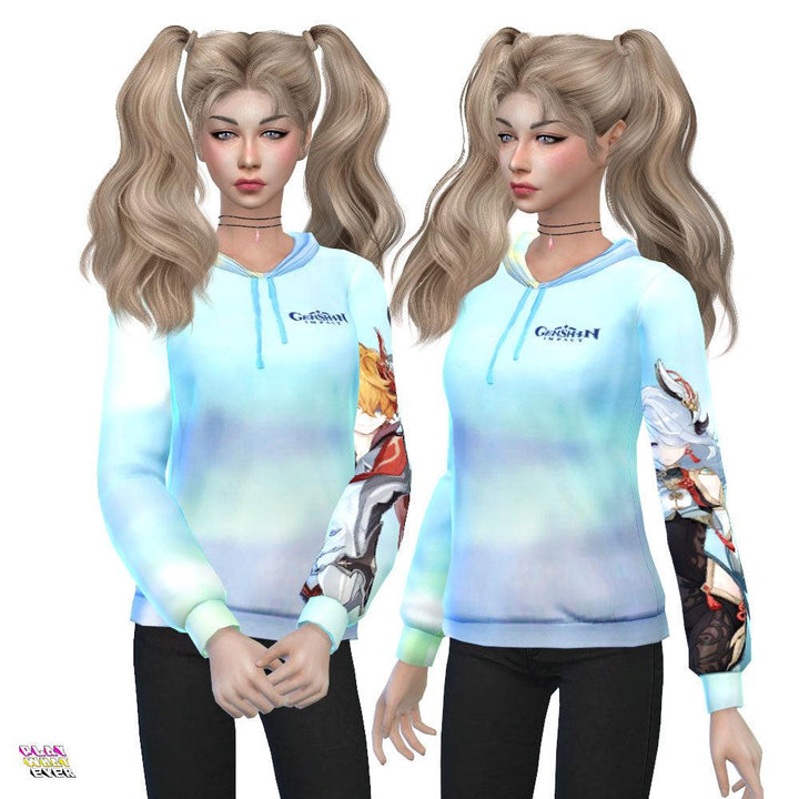 Sims 4 CC - Genshin Impact Colorful Hoodie - PlayWhatever