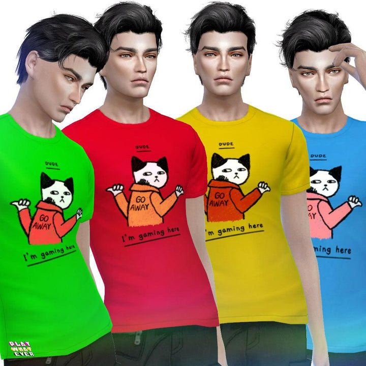 Sims 4 CC Dude, I'm Gaming Here Cool Cat Gamer Shirt - PlayWhatever