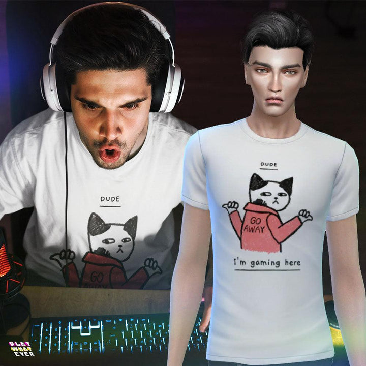 Sims 4 CC Dude, I'm Gaming Here Cool Cat Gamer Shirt - PlayWhatever