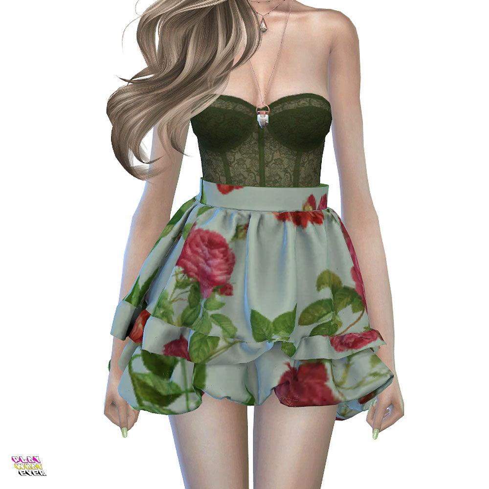 Sims 4 CC Floral Ruffle Skirt [Recolor] - PlayWhatever