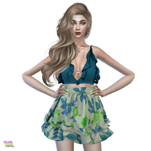 Sims 4 CC Floral Ruffle Skirt [Recolor] - PlayWhatever