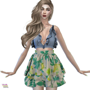 Sims 4 CC Floral Ruffle Skirt [Recolor] - PlayWhatever