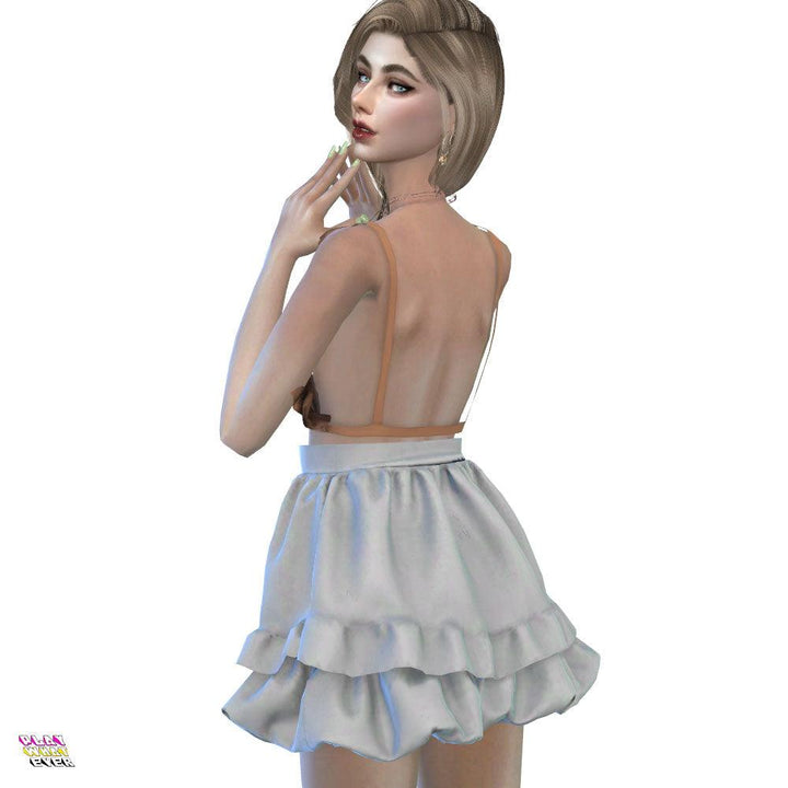 Sims 4 CC Floral Ruffle Skirt [Recolor] - PlayWhatever
