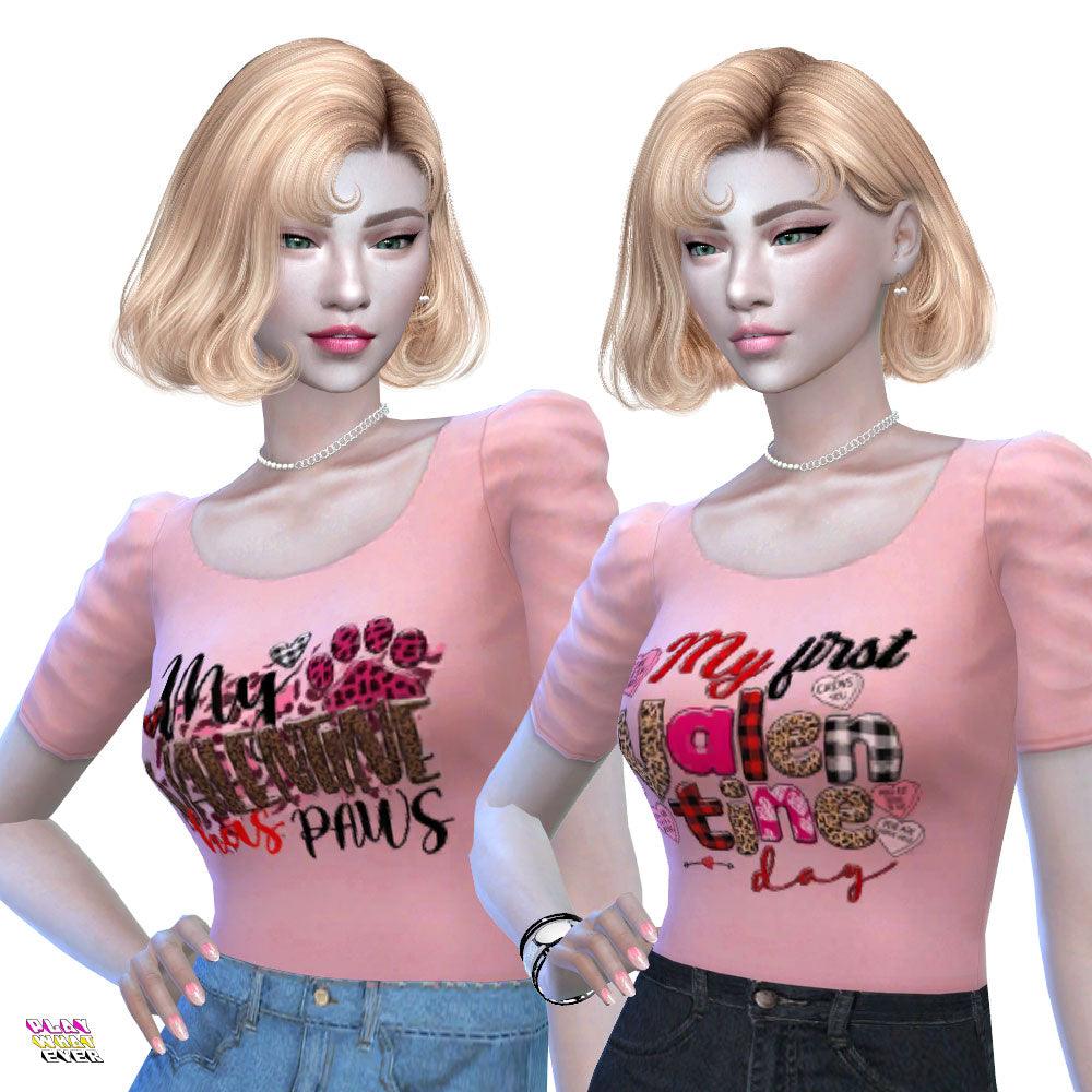 Sims 4 CC Valentine's Day Fun Blouse - PlayWhatever