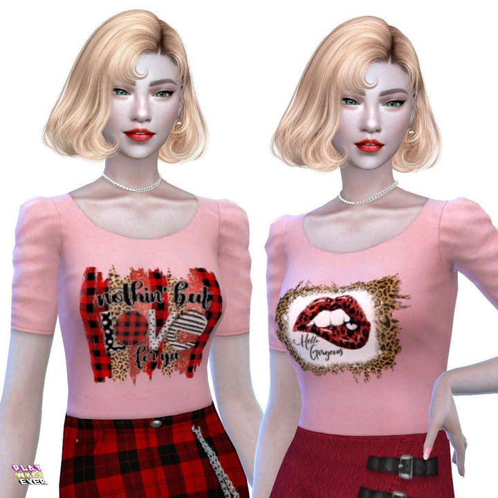 Sims 4 CC Valentine's Day Fun Blouse - PlayWhatever