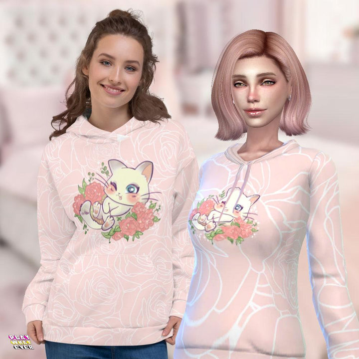 Sims 4 CC Cute Cat Pink Hoodie - PlayWhatever