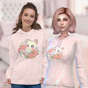 Sims 4 CC Cute Cat Pink Hoodie - PlayWhatever