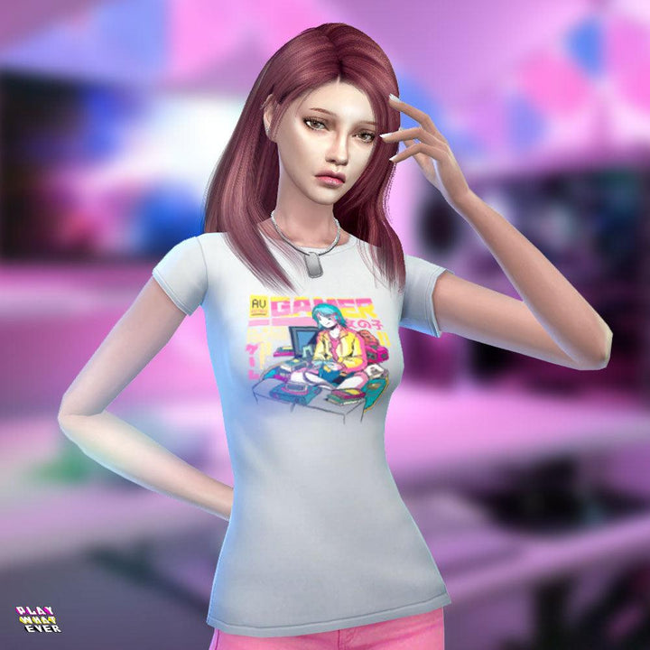 Sims 4 CC Gamer Girl T-Shirt Pack 1 - PlayWhatever