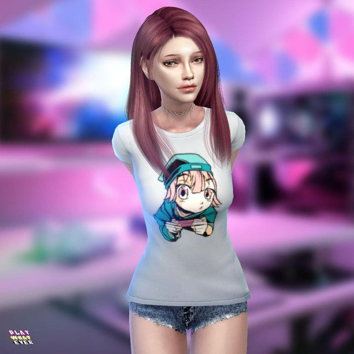 Sims 4 CC Gamer Girl T-Shirt Pack 1 - PlayWhatever