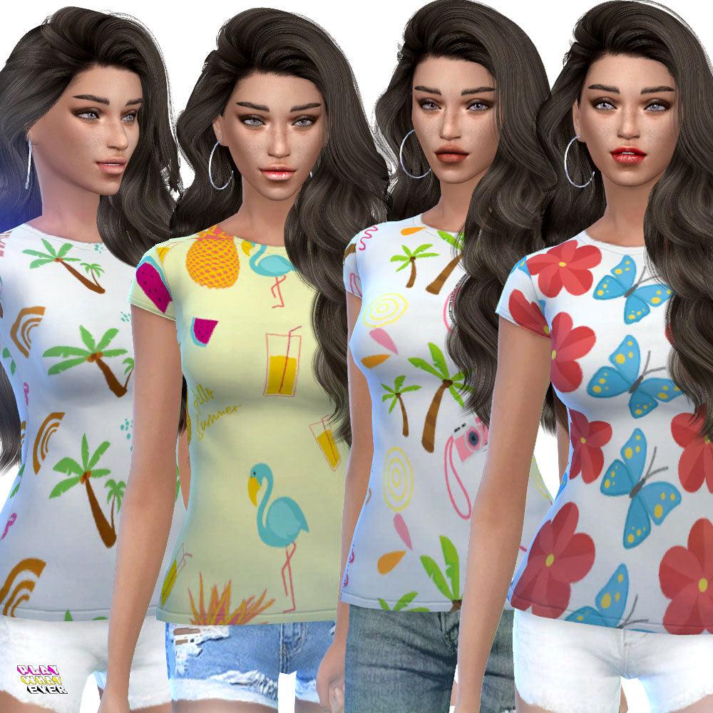 Sims 4 CC Summer Prints AOP T-Shirt Pack - PlayWhatever