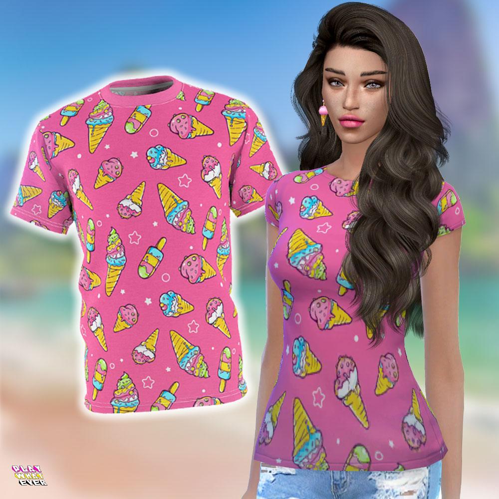 Sims 4 CC Summer Prints AOP T-Shirt Pack - PlayWhatever