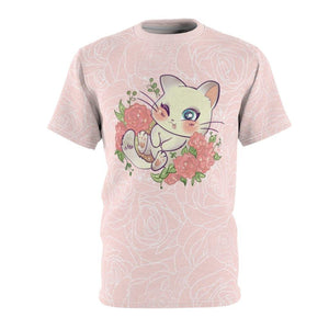 Cats and Roses Have Me Smiling Unisex AOP Tee - PlayWhatever