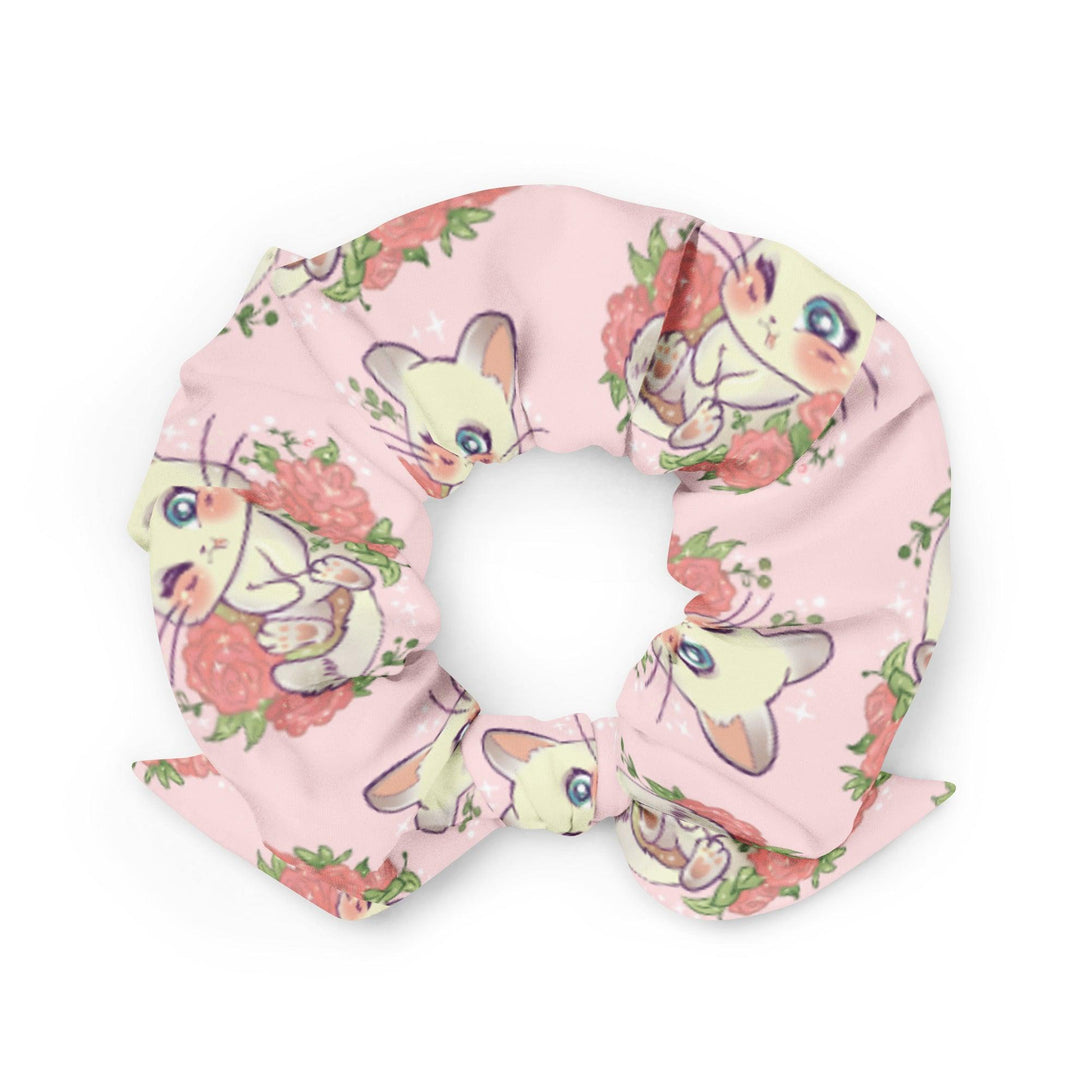 Pink Cat Print Large Scrunchie - PlayWhatever