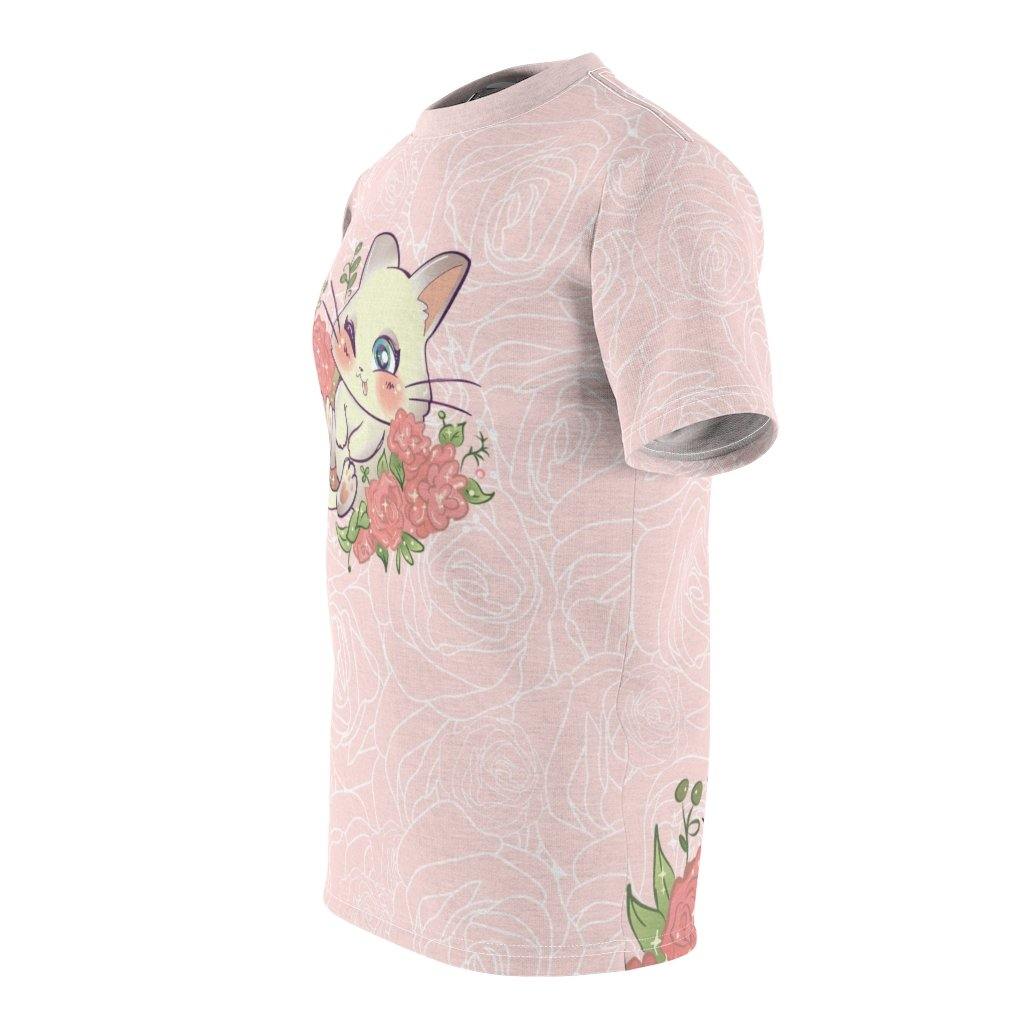 Cats and Roses Have Me Smiling Unisex AOP Tee - PlayWhatever