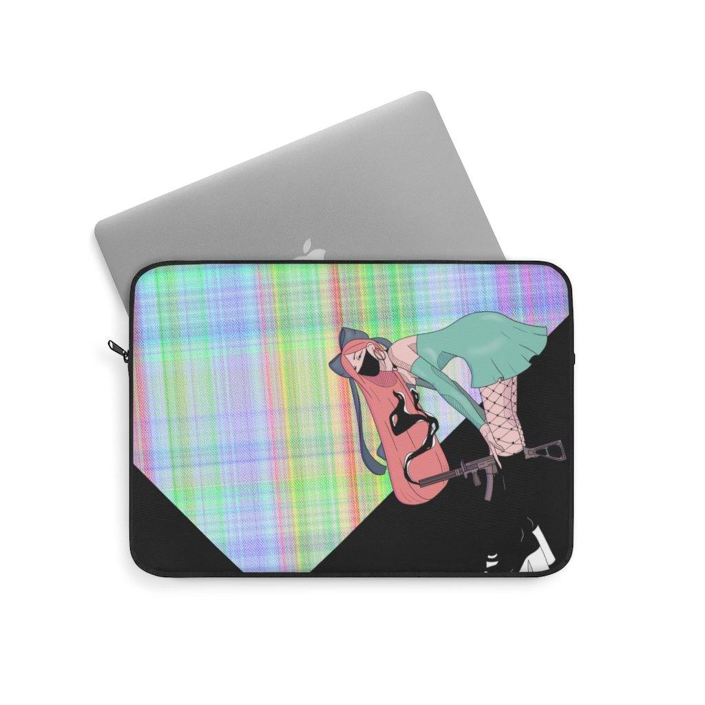 Gunslinger Anime Girl Retro Plaid Laptop Sleeve - PlayWhatever